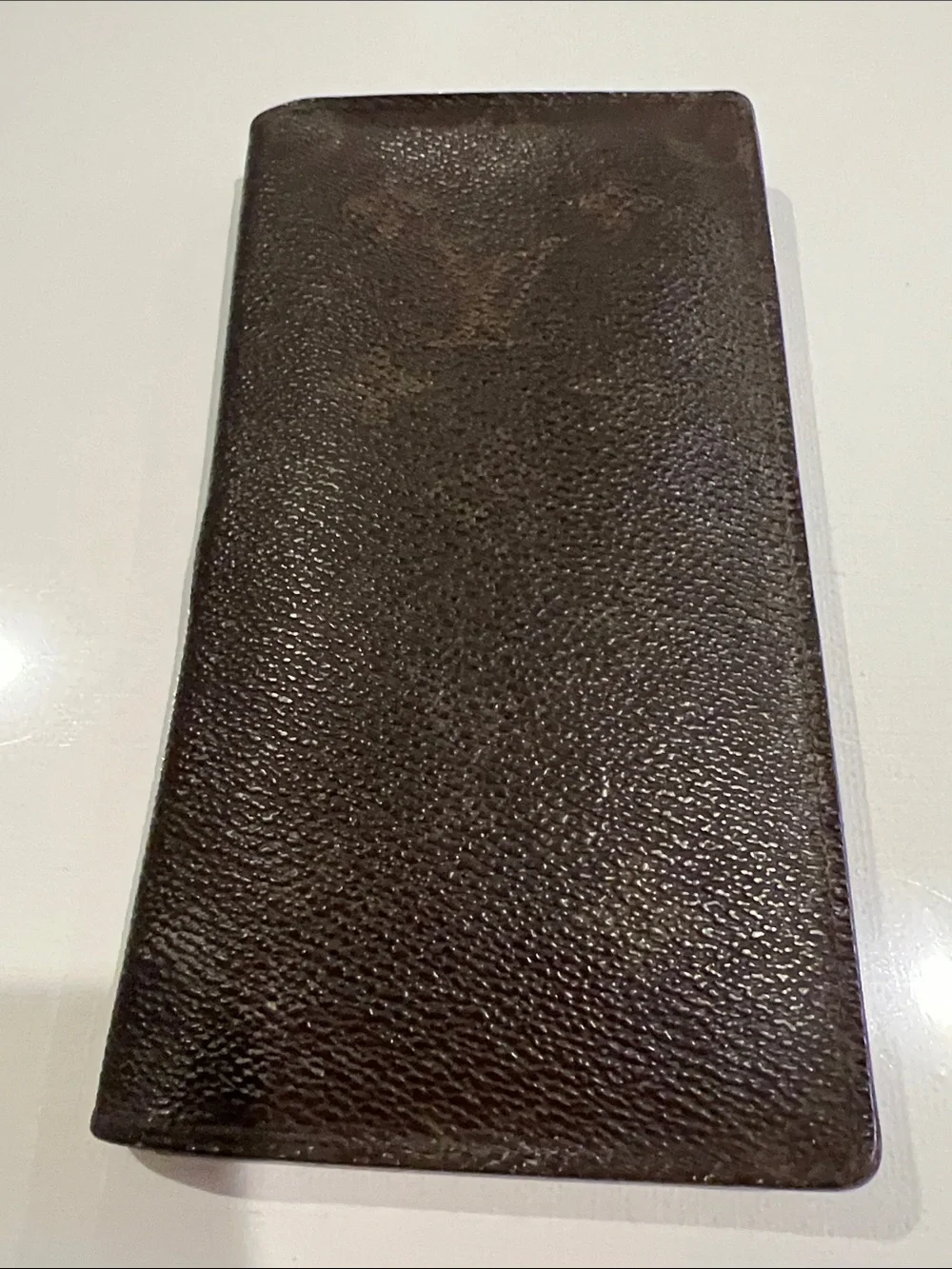 Authentic vintage Louis Vuitton long vertical bi-fold wallet and checkbook holde